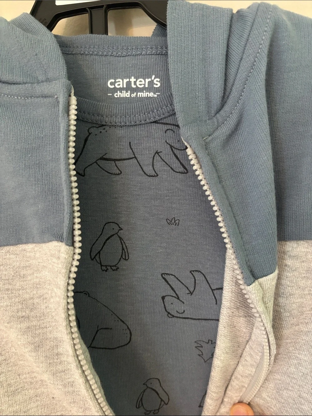 Carter's Light Gray Hoodie with Blue Onesies
and Long Pants - Picture 2 of 3